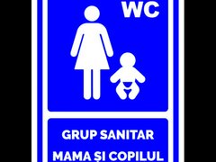 Indicator albastru pentru grup sanitar mama si copilul